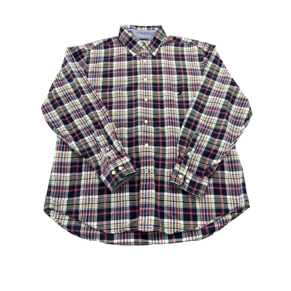 Nautica Plaid Button Down Shirt Mens XL Multicolor Cotton Long Sleeve Pocket